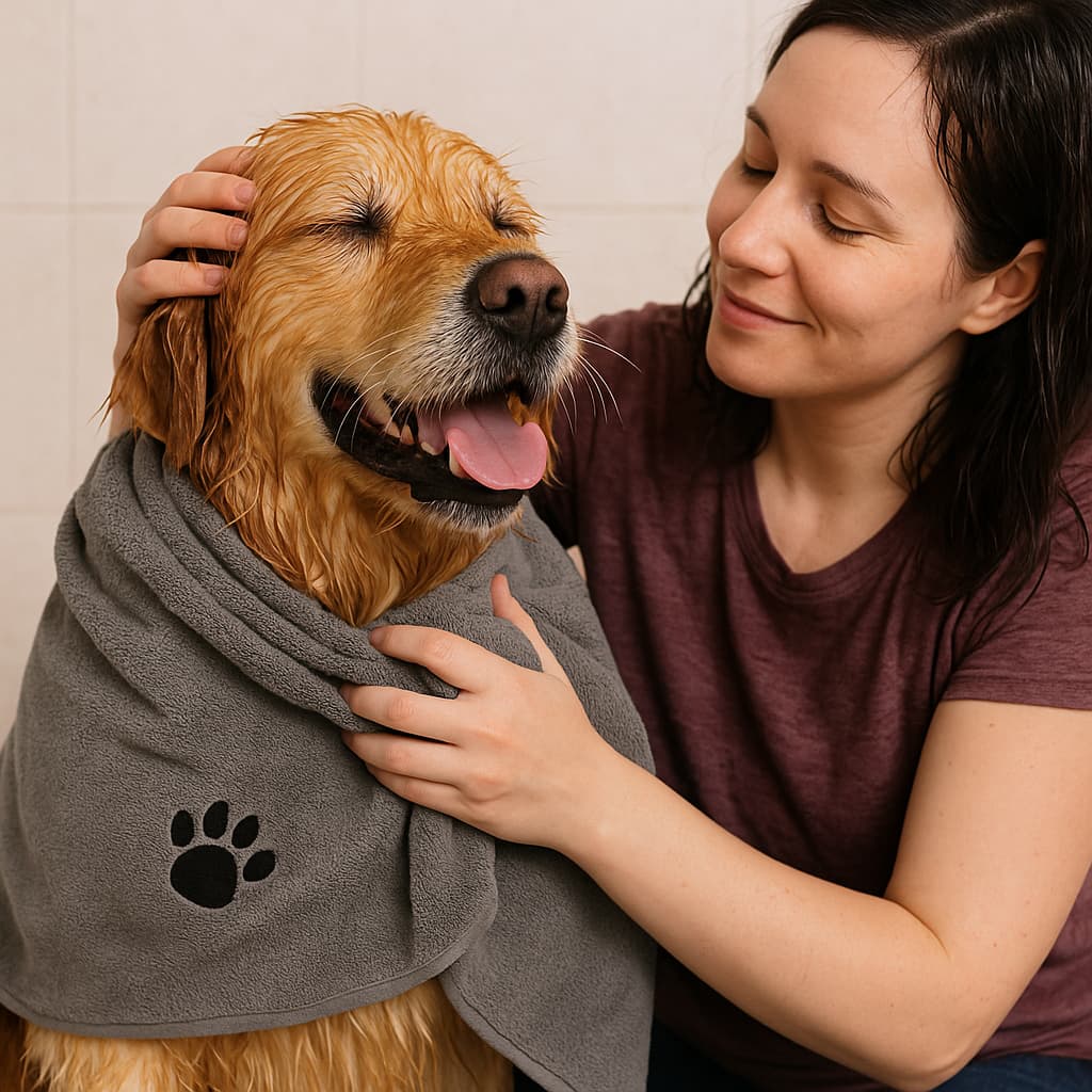 Toalla de microfibra — Adiós olor a perro mojado